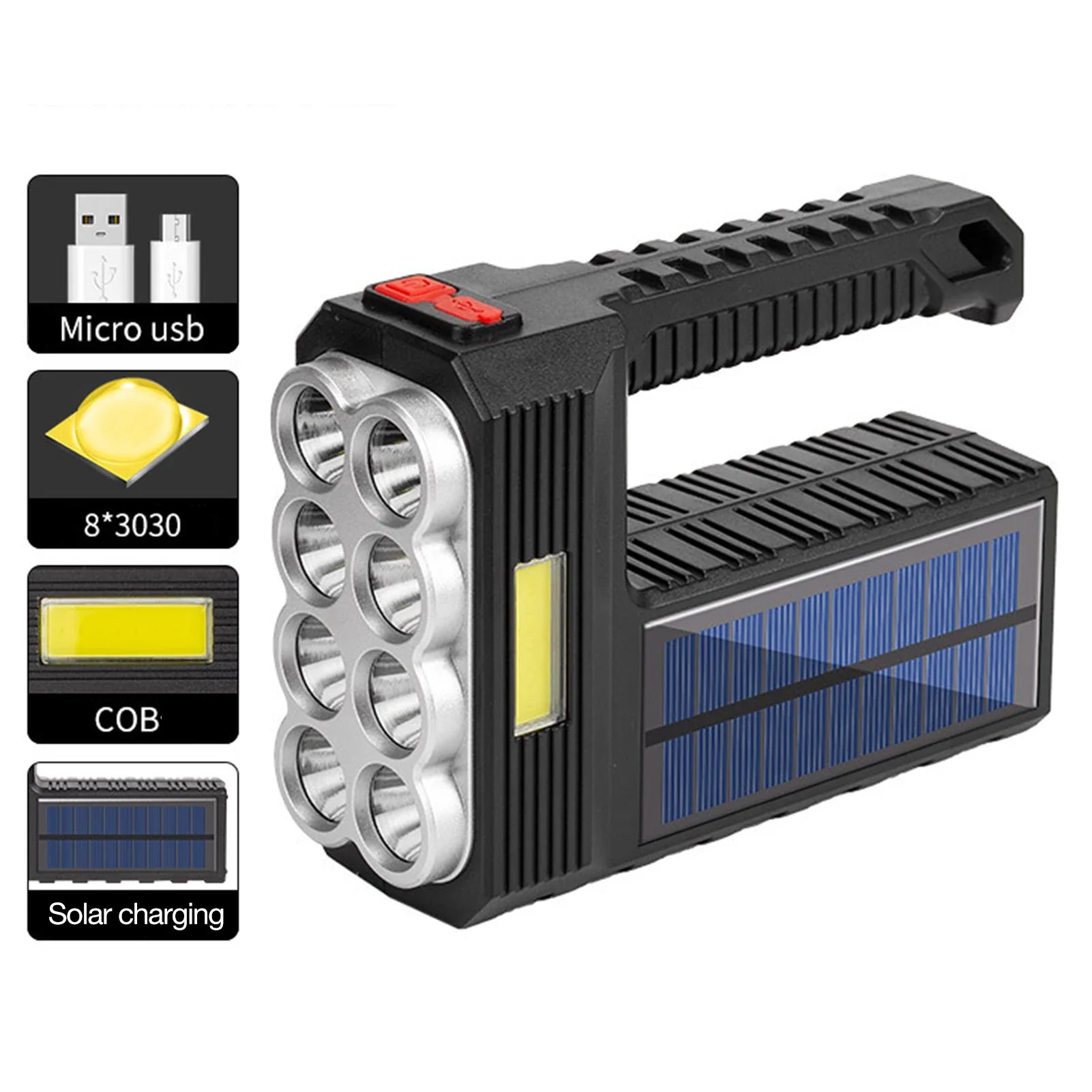 Lanterna cu 8 LED-uri si LED COB incarcare solara si USB - Auros
