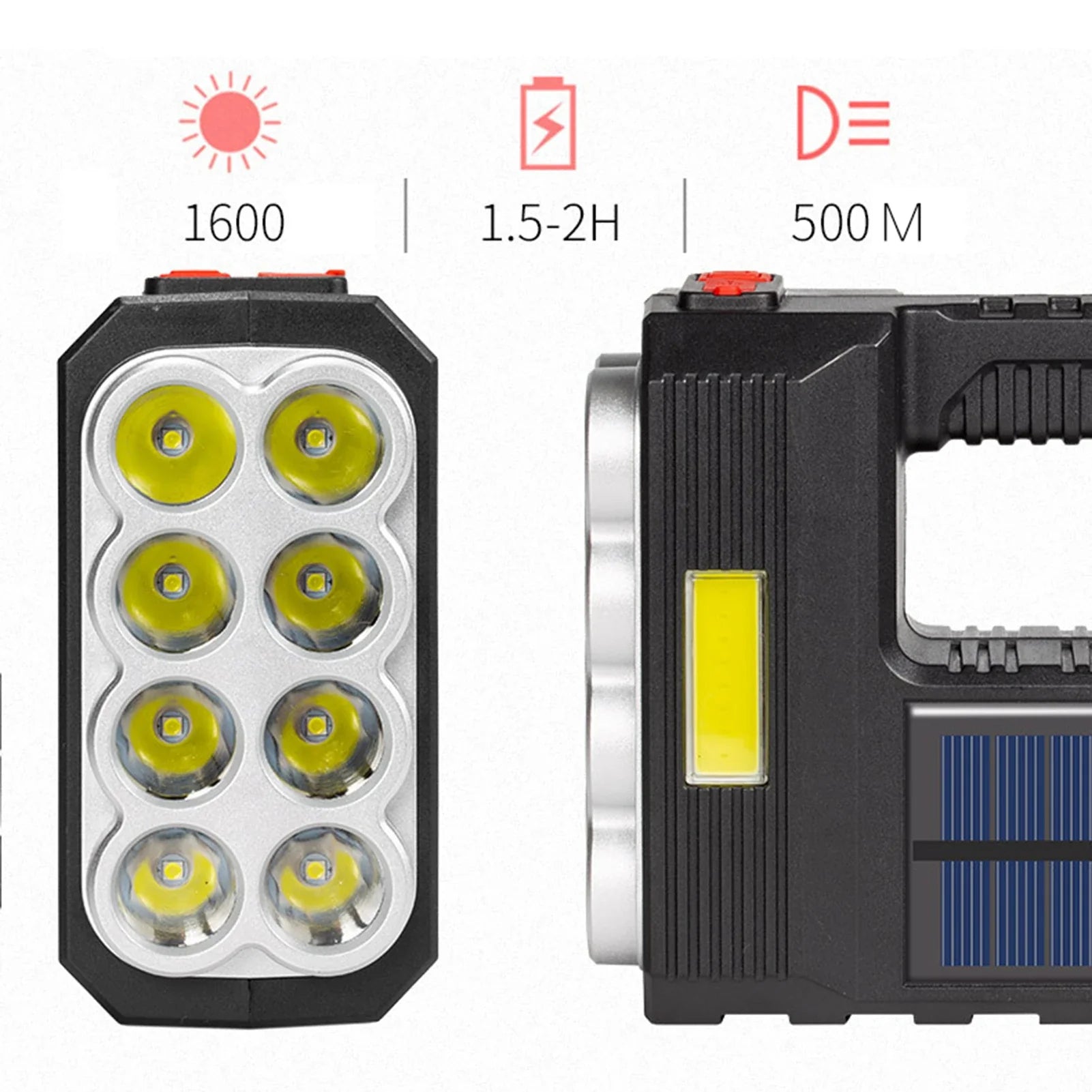 Lanterna cu 8 LED-uri si LED COB incarcare solara si USB - Auros
