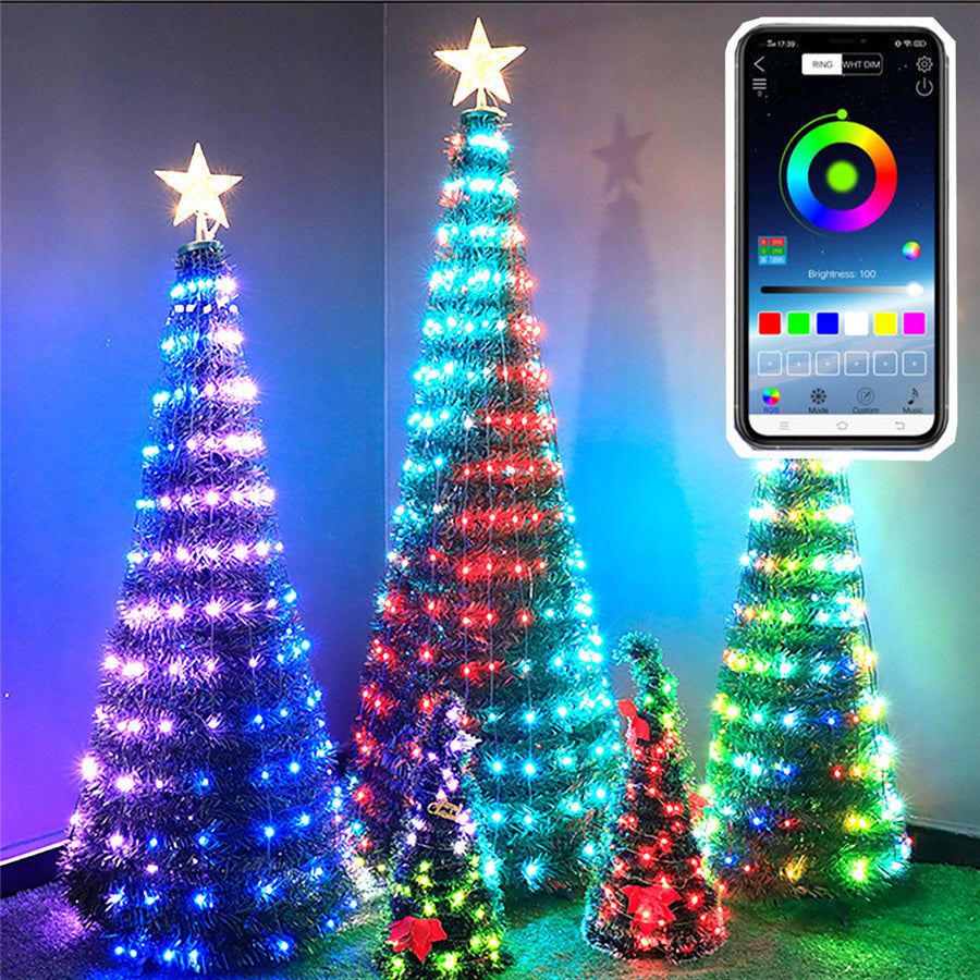 Instalatie Craciun Led-uri RGB, Smart APP, telecomanda, USB, jocuri de lumini in functie de ritm muzica - Auros