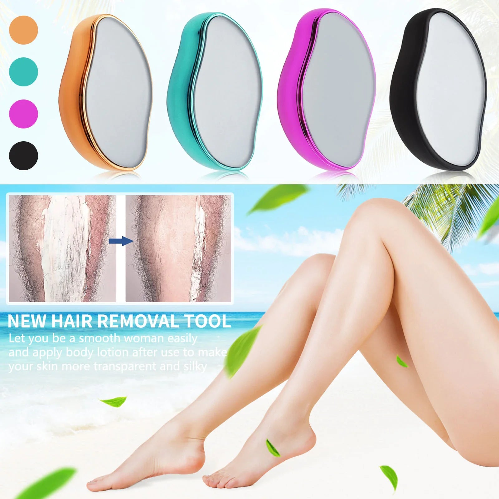 Dispozitiv de epilare prin frecare, EVNC, Crystal Hair Remover, portabil, reutilizabil, fara durere - Auros