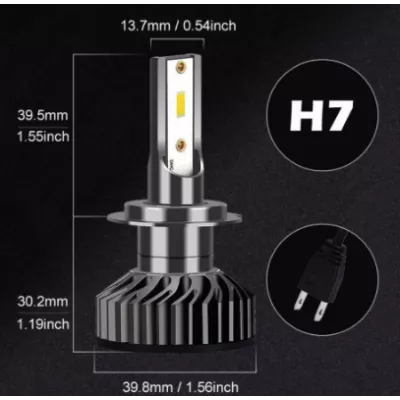 Set 2 becuri LED H7 100 W, 9V-32V, F2 COB, ventilator slim, canbus, 6000K - Auros