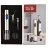 Set accesorii pentru vin cu tirbuson electric, 4 piese, cuțit de folie, conservator și turnător.