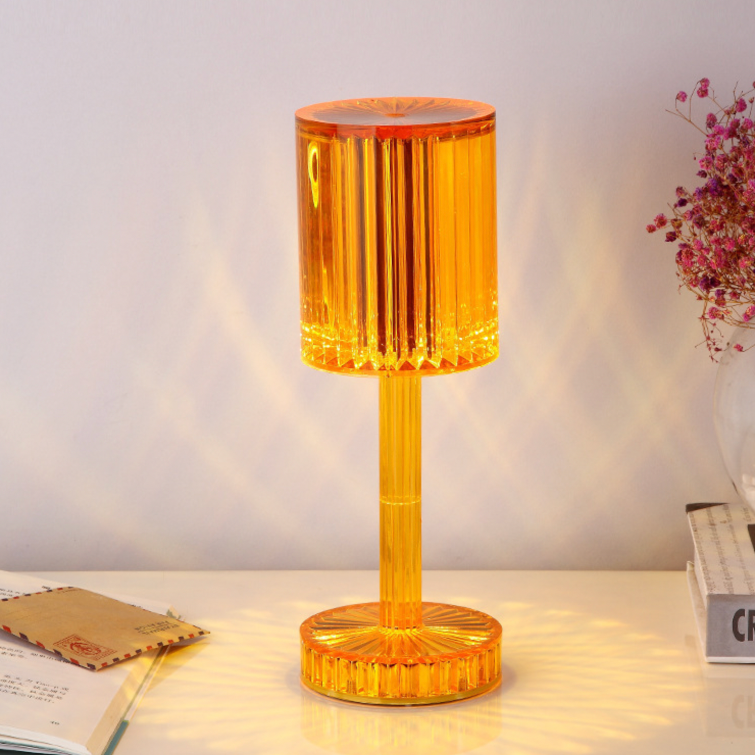 Lampa de masa wireless din cristal acrilic cu touch si incarcare prin usb - Auros