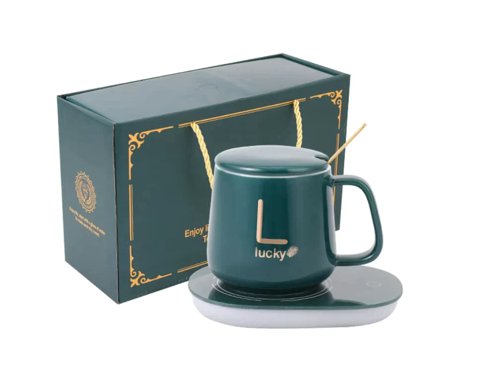 Cana ceramica cu incalzitor, lingurita, temperatura constanta 55 grade, 220V, 400 ml, verde - Auros