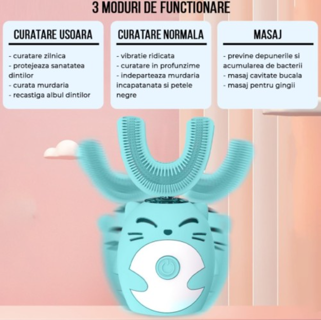 Periuta de dinti pentru copii in forma de U, 2-7 ani - Auros