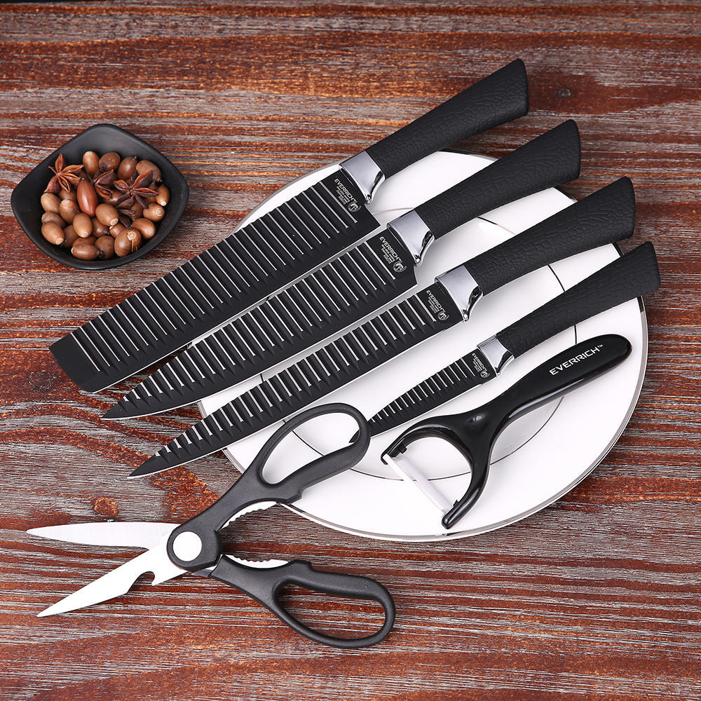 Set de bucatarie alcatuit din 6 piese otel inoxidabil, Cutite, foarfeca, decojitor ceramic
