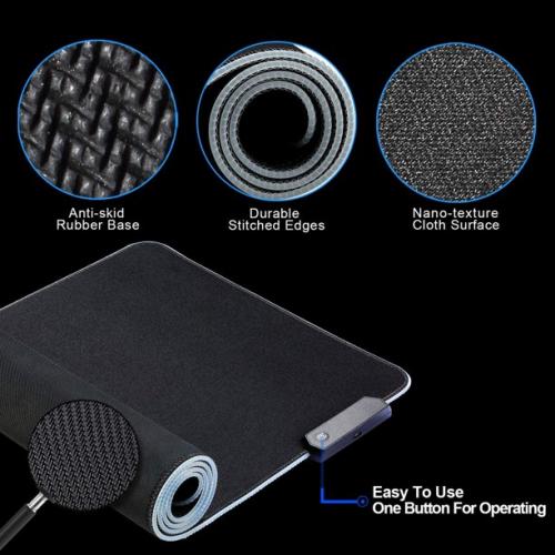 Mouse Pad gaming cu iluminare led rgb 80 x 30 negru - Auros