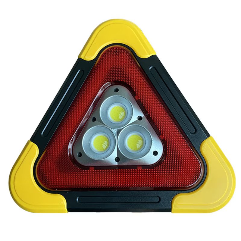 Triunghi reflectorizant iluminat cu 3 LED-uri cu incarcare prin USB sau solara - Auros