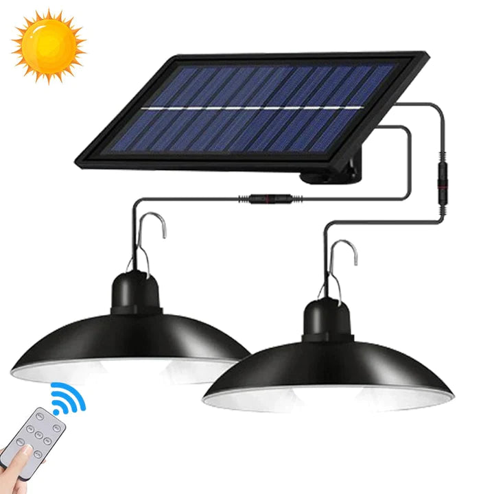 Set panou solar cu 2 becuri LED cu aplica, telecomanda, 50W - Auros