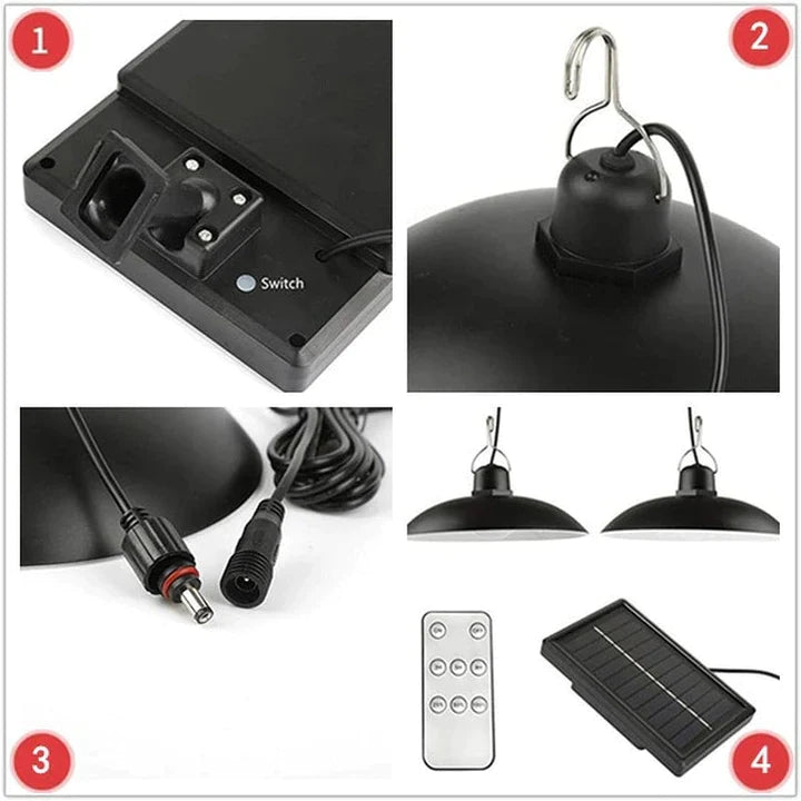 Set panou solar cu 2 becuri LED cu aplica, telecomanda, 50W - Auros