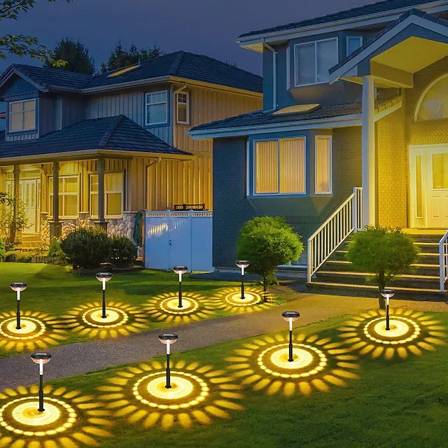 Set 2 lampi solare Led RGB pentru gradina cu doua  moduri de lumina - Auros