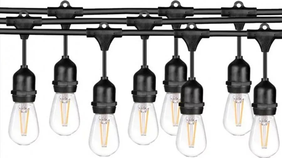 Ghirlanda solara cu 10 becuri Led Filament incluse, 2W, 3000K, IP65 lumina calda - Auros