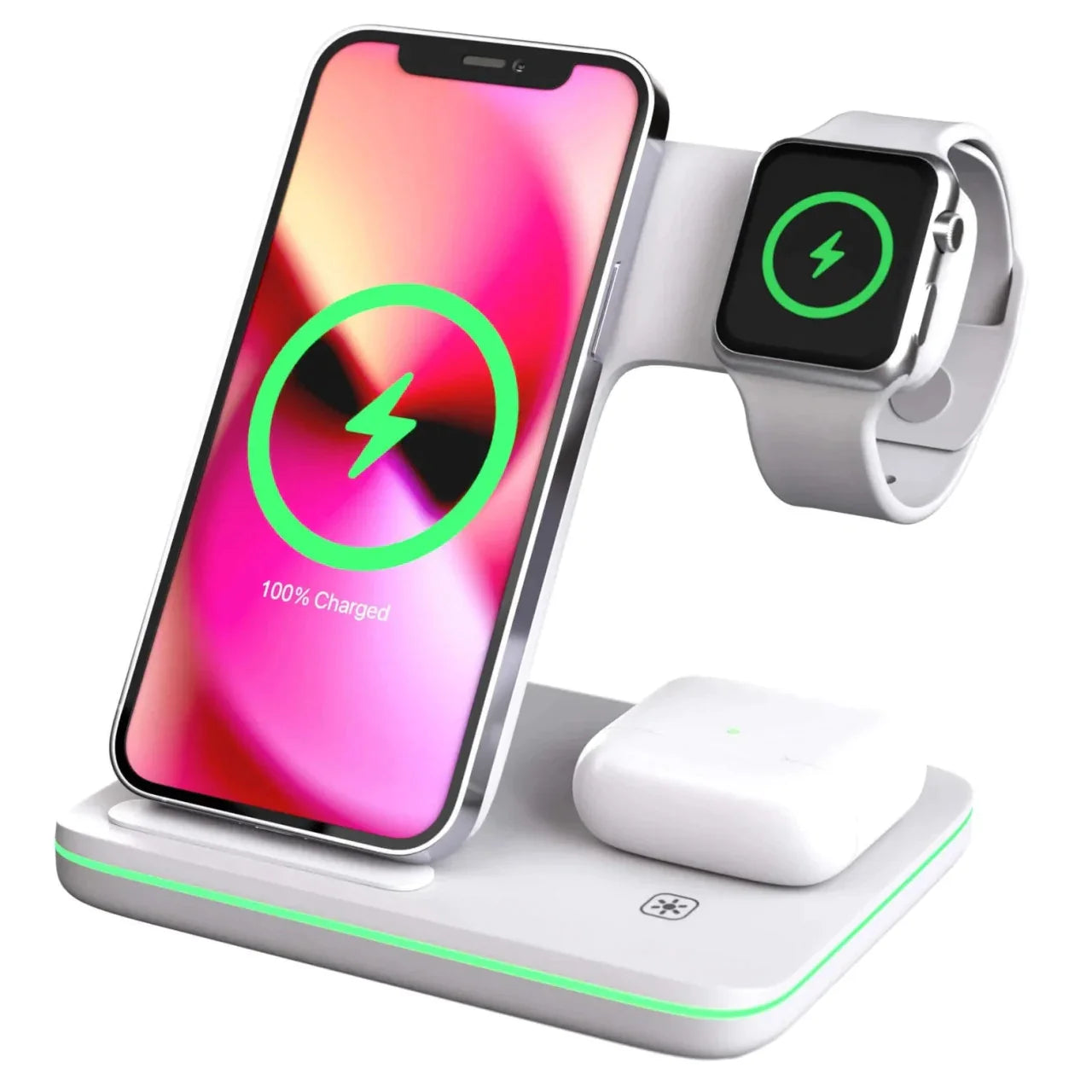 Statie Incarcare rapida 3 in 1 Qi, Fast Charger 15W, compatibila cu apple watch, airpods, iPhone - Auros