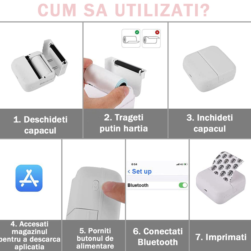 Mini imprimanta termica portabila pentru telefon