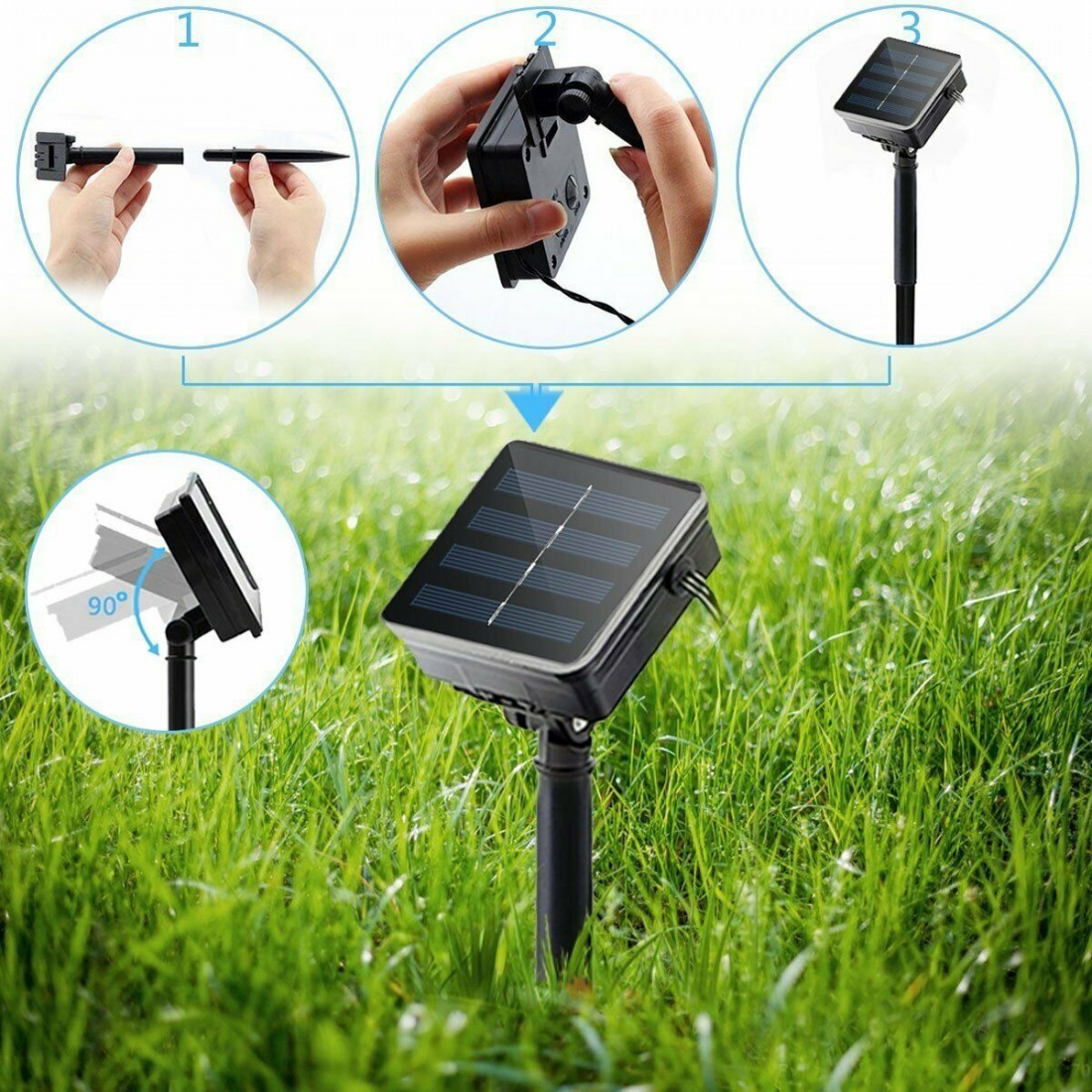 Ghirlanda Luminoasa Solara din Cupru 12M cu 100 MiniLED-uri, 8 Programe, Lumina Calda - Auros