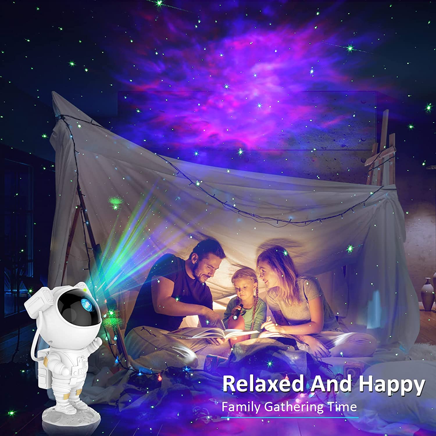 Proiector In Forma de Astronaut Permite Proiectarea Stelelor sau Galaxiilor Gonga Alb
