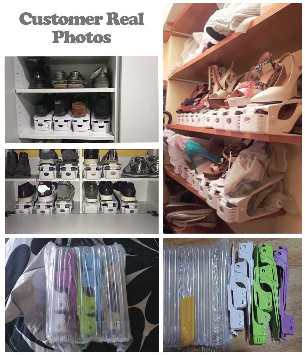 Set 6 Organizatoare Incaltaminte, Reglabile, Suport Pantofi Ce Dubleaza Spatiul De Depozitare - Auros