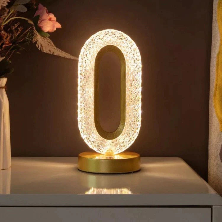 Lampa Diamond Crystal LED cu 3 temperaturi de culoare, alb rece, alb cald, neutru, culoare auriu - Auros