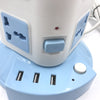 Prelungitor turn / vertical cu 12 Prize 3 porturi USB, 3 Intrerupatoare, alb/albastru, - Auros