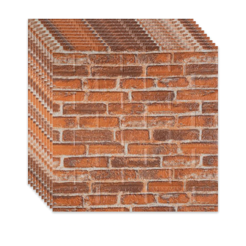 Tapet 3D caramida portocalie, auto-adeziv pentru interior, 70 x 77 cm - Auros