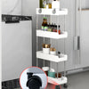Carucior organizator slim portabil cu 4 rafturi, alb, 39 x 12.5 x 86 cm - Auros