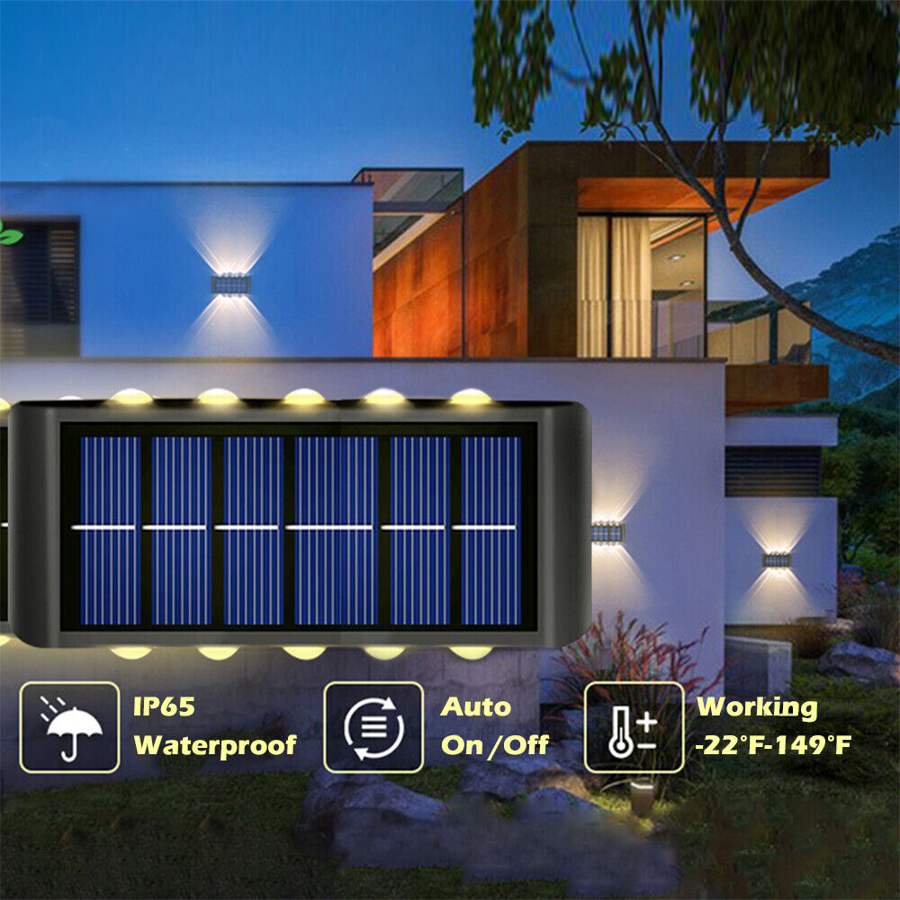 Set 2 lampi solare de perete cu iluminare sus si jos 10 leduri - Auros