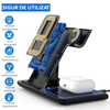 Statie Incarcare rapida 3 in 1 Qi, Fast Charger 15W, compatibila cu apple watch, airpods, iPhone - Auros
