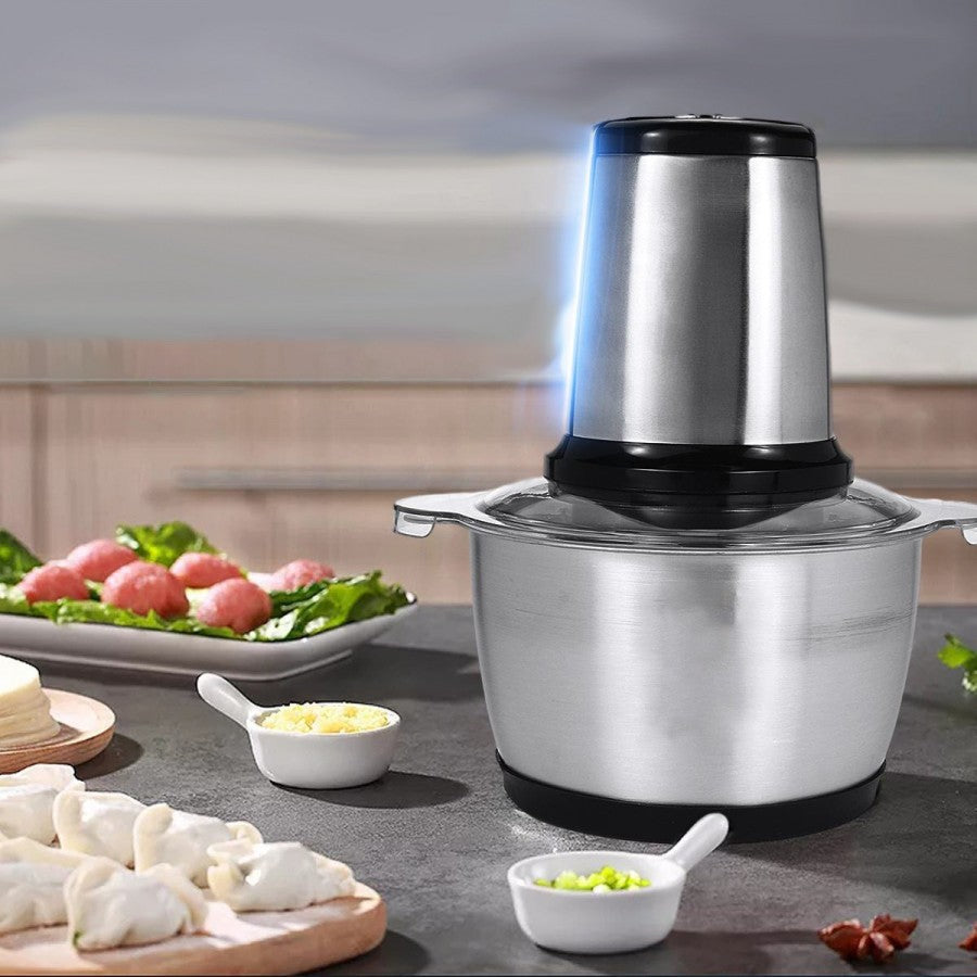 Tocator electric carne si legume, 4 lame inox, 2 viteze, capacitate mare, bol inox de 2L, 250W - Auros