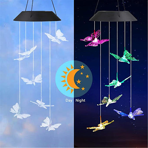 Decoratiune cu 6 fluturi incarcare solara si jocuri de lumini pentru gradina - Auros