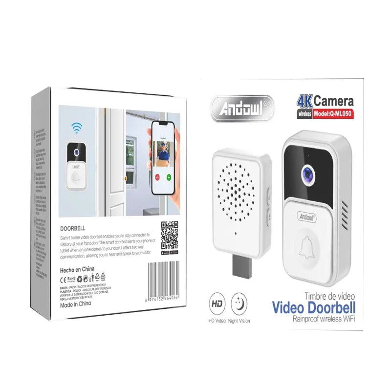 Sonerie interfon wireless inteligenta, camera HD, vedere de noapte - Auros